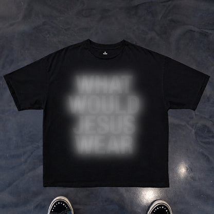 Yahweh Season What Would Jesus Wear black tee detail — faith apparel