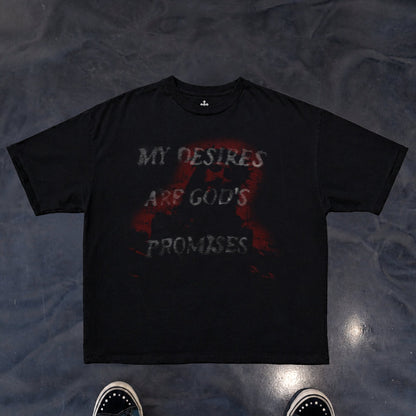 Yahweh Season My Desires Are Gods Promises tee detail — faith apparel