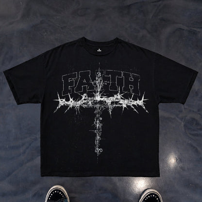 Yahweh Season Faith tee detail — faith apparel