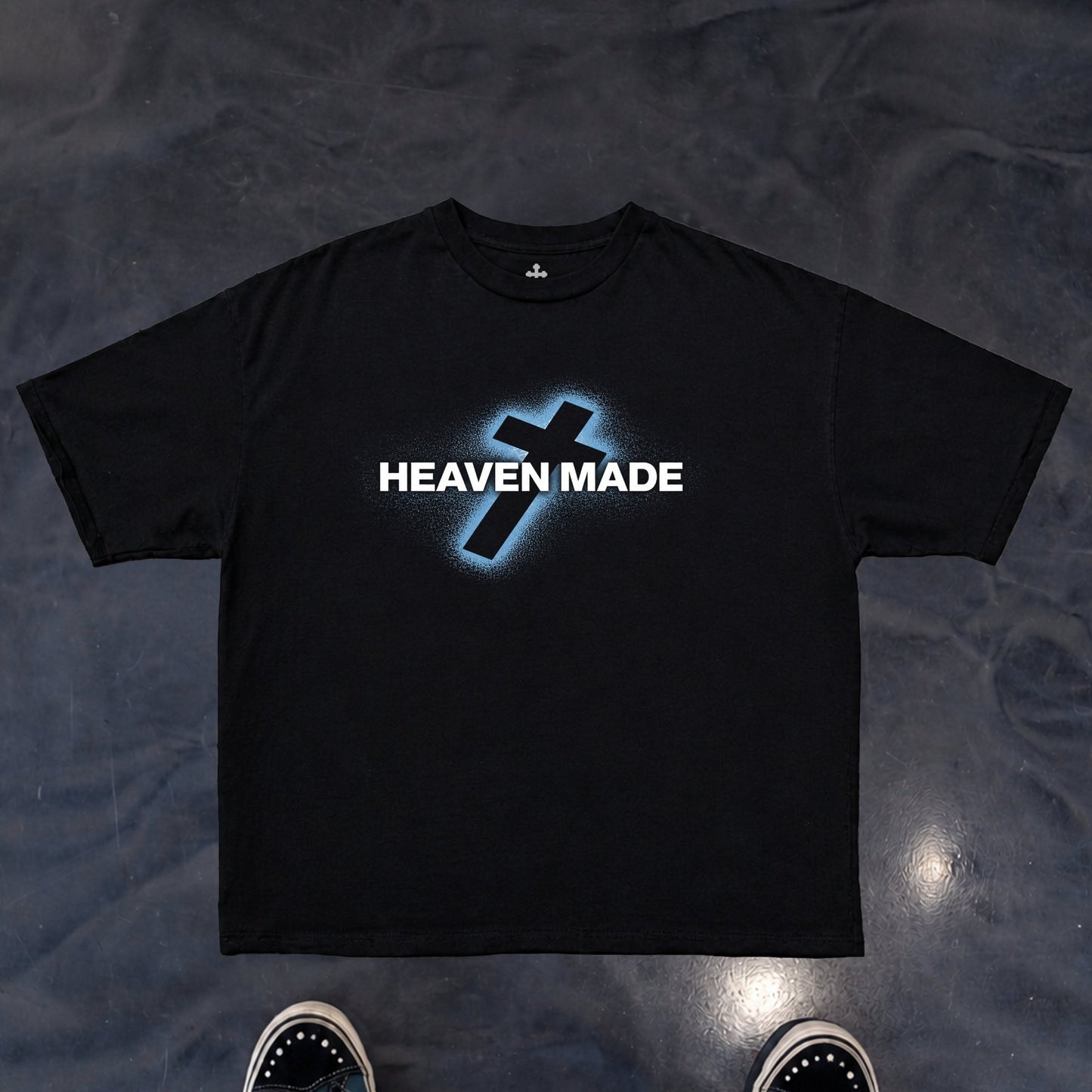 Yahweh Season Heaven Made tee detail — faith apparel