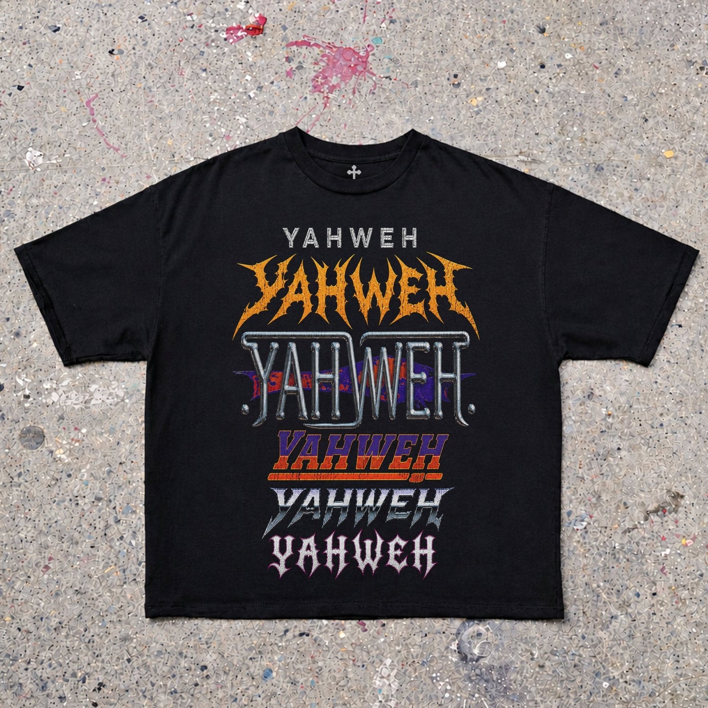 Yahweh Season Yahweh Stacked — garment-dyed faith streetwear tee