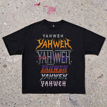 Yahweh Season Yahweh Stacked — garment-dyed faith streetwear tee