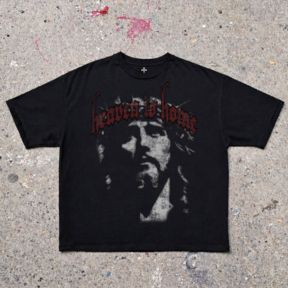 Yahweh Season Heaven Is Home — garment-dyed faith streetwear tee