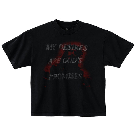 Yahweh Season My Desires Are Gods Promises tee front — garment-dyed Christian streetwear, made in Los Angeles