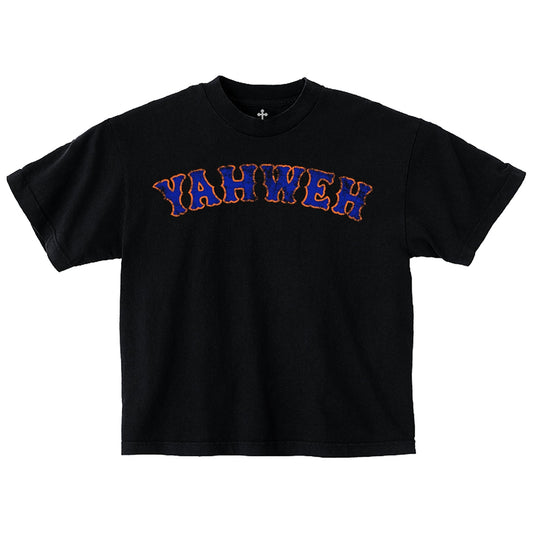 Yahweh Season Yahweh New York tee front — city-coded faith streetwear, garment-dyed in LA
