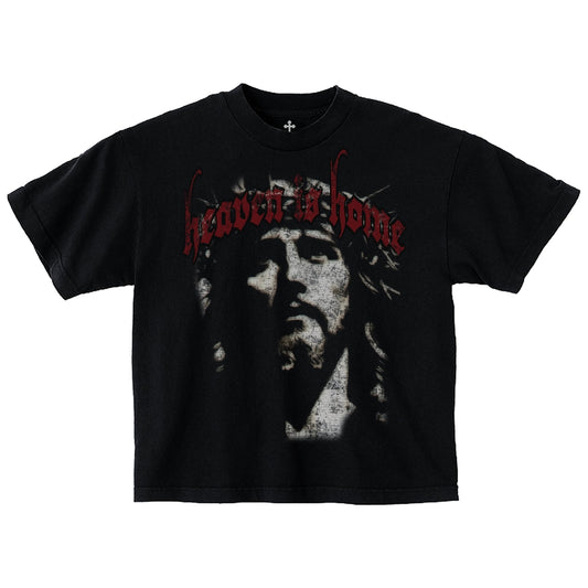 Yahweh Season Heaven Is Home tee front — garment-dyed Christian streetwear made in Los Angeles