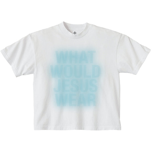 Yahweh Season What Would Jesus Wear white tee front — garment-dyed Christian streetwear, made in Los Angeles