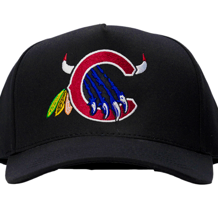 MADHOURS Chicago black snapback, tonal raised embroidery