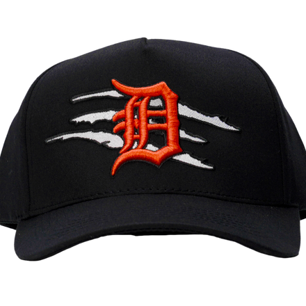 MADHOURS Detroit black snapback, old-English raised embroidery