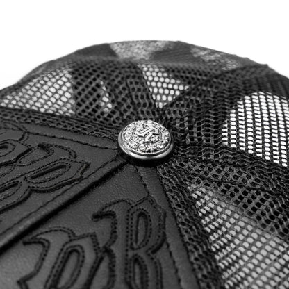 Joe Read NY Leather Trucker — premium leather hat detail