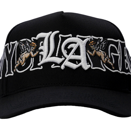 MADHOURS LA black snapback, tonal raised embroidery