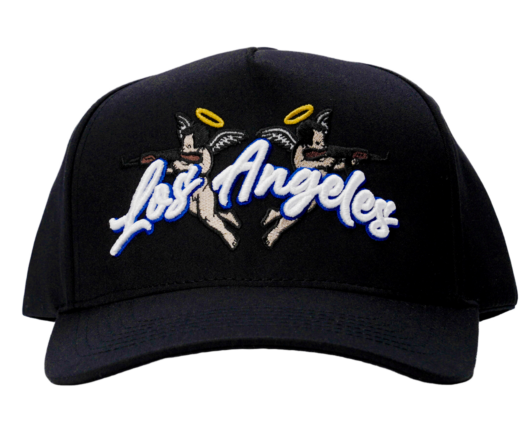 MADHOURS Los Angeles black snapback, full script raised embroidery