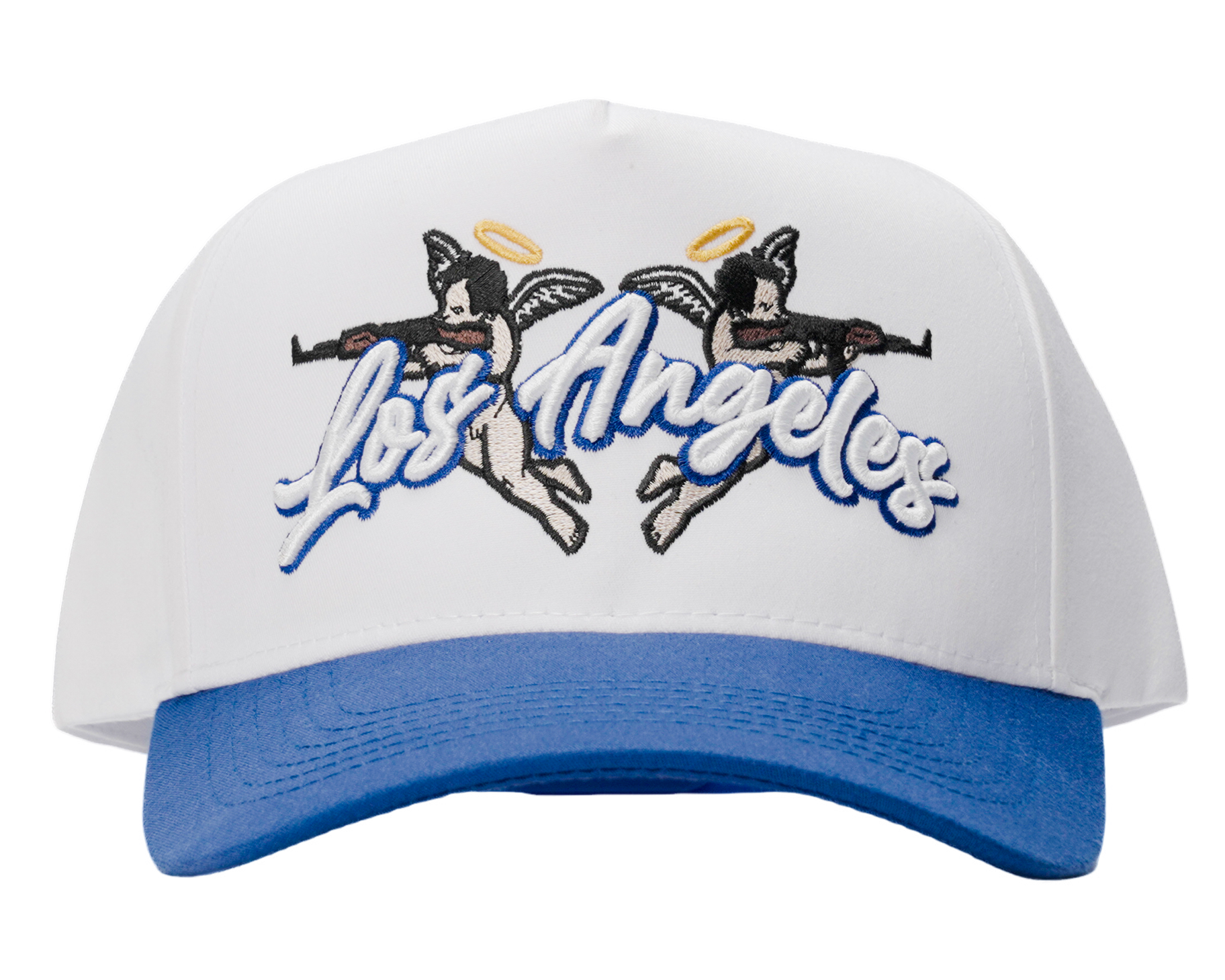 MADHOURS Los Angeles white snapback, full script raised embroidery