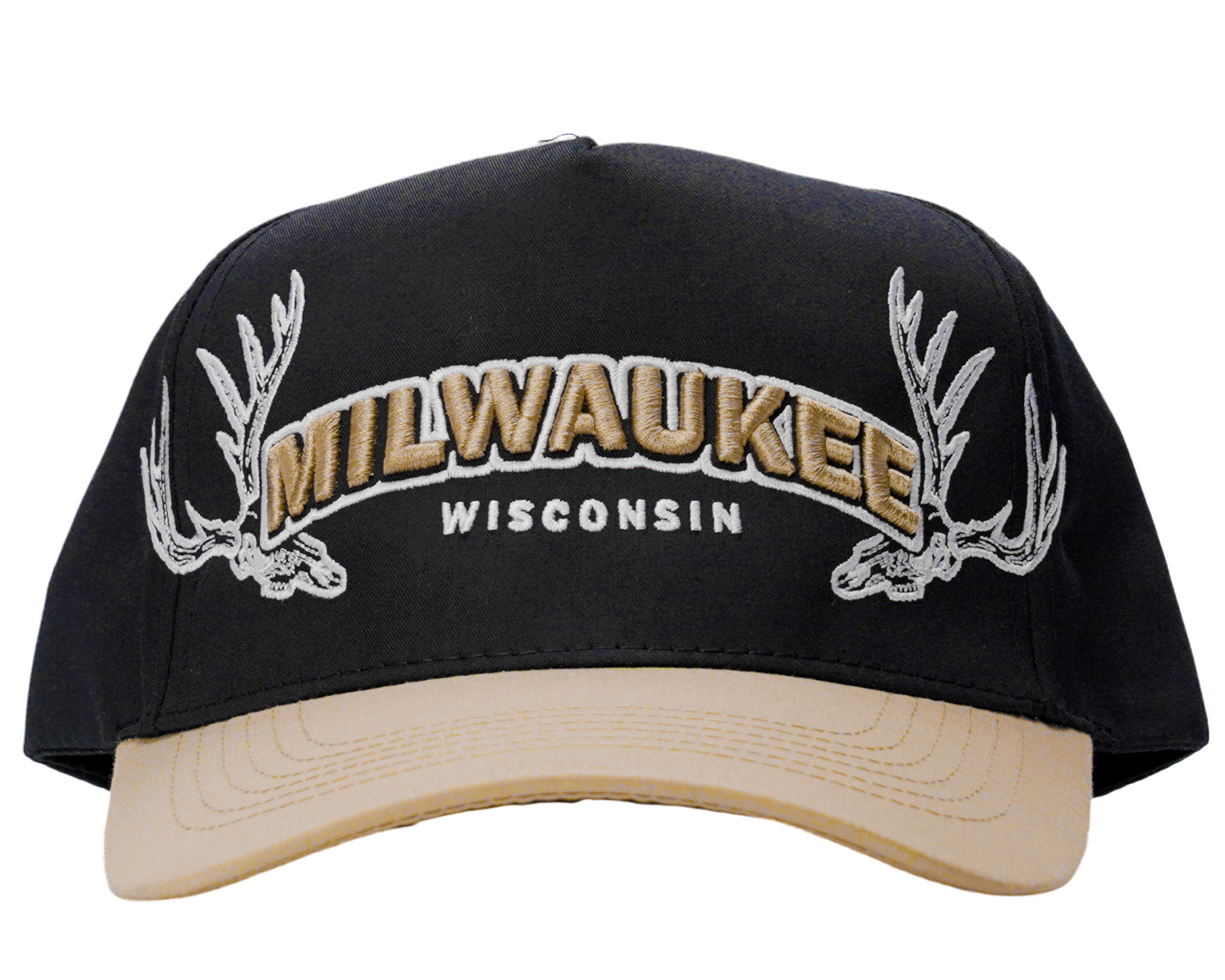 MADHOURS Milwaukee snapback — structured 5-panel hat with raised front embroidery