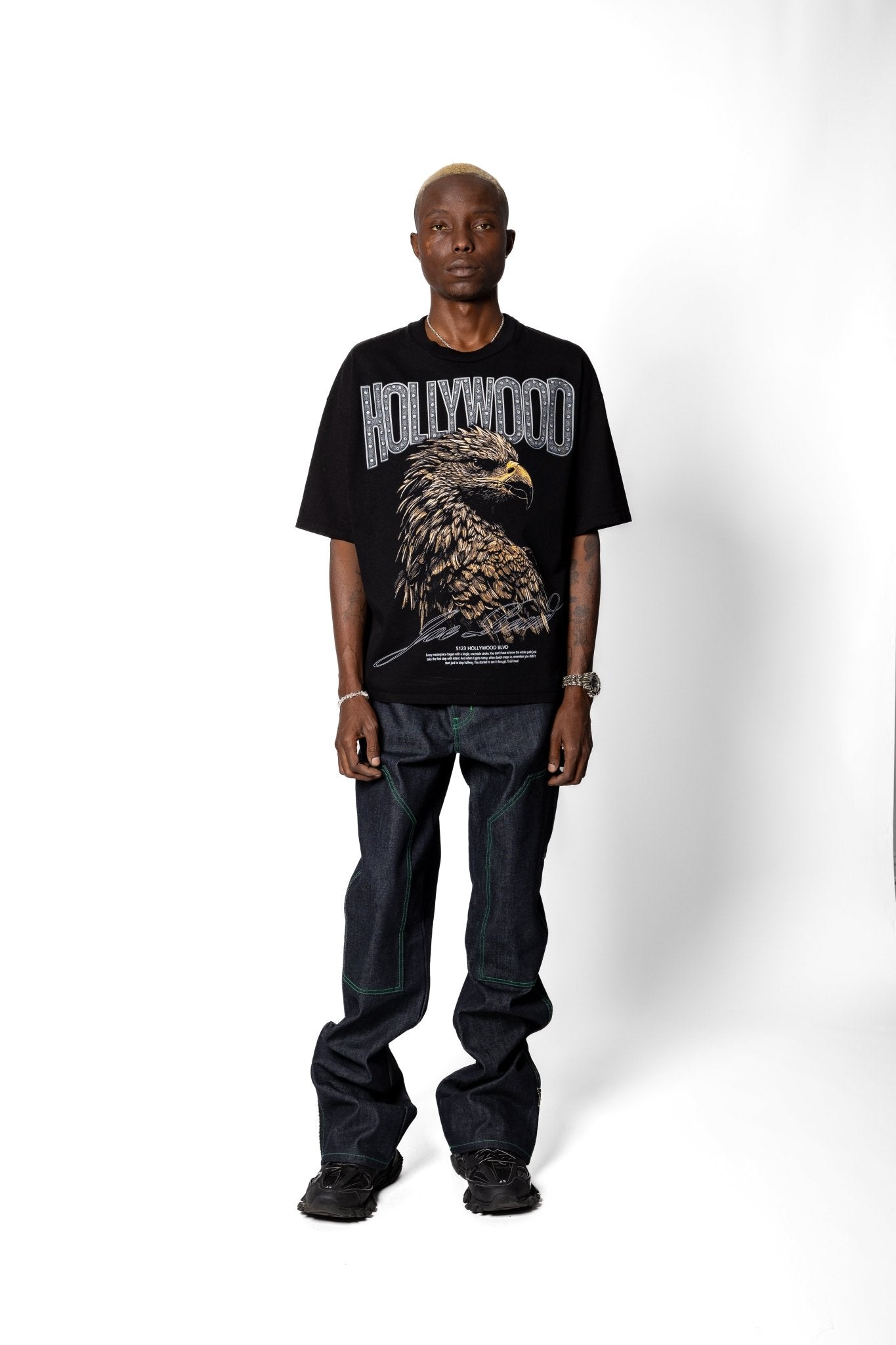 Joe Read Hollywood Tee — hand-applied rhinestones, hand-dyed streetwear