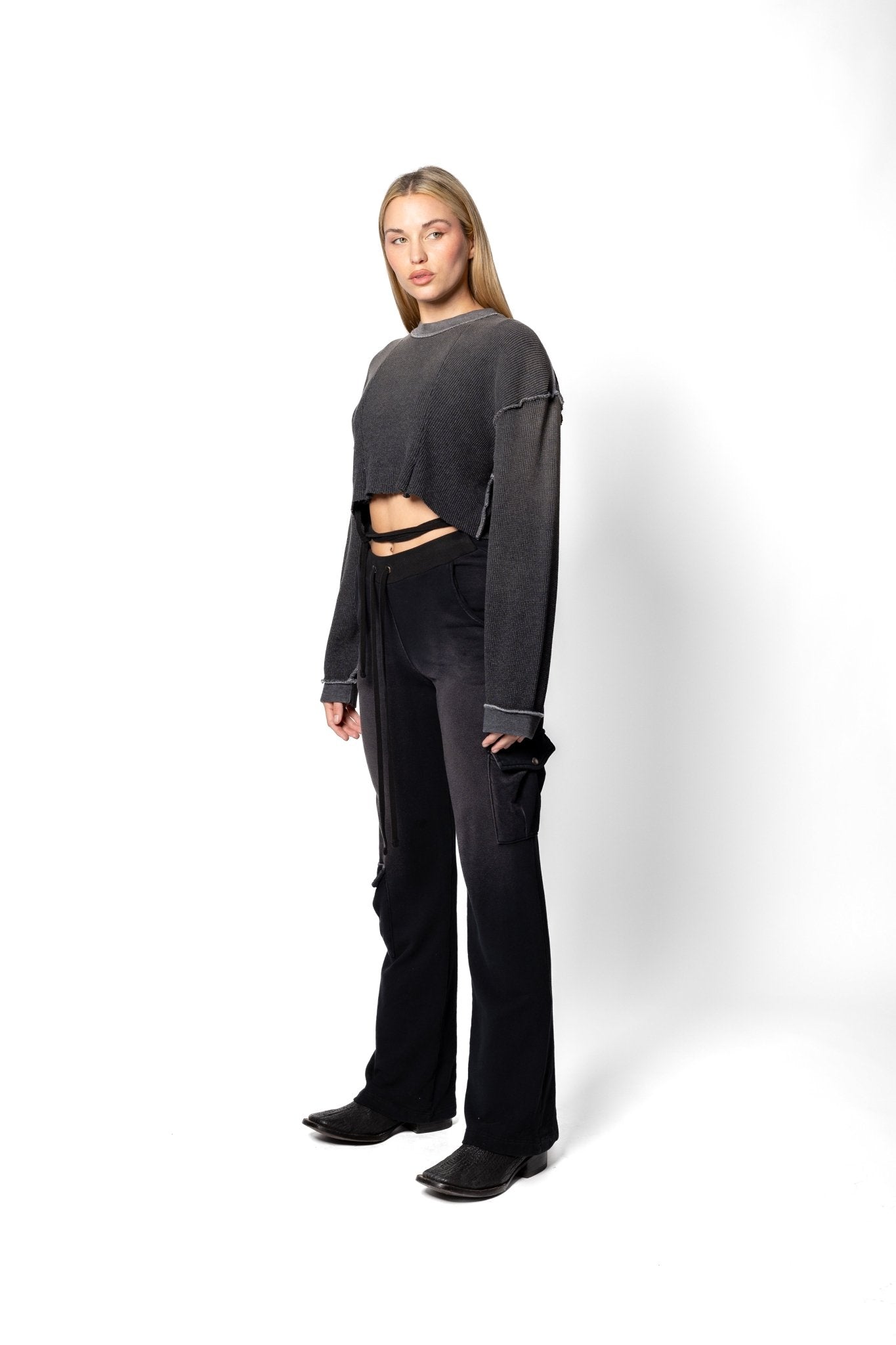 Joe Read Ash Cropped Thermal — Angels Never Die womens top
