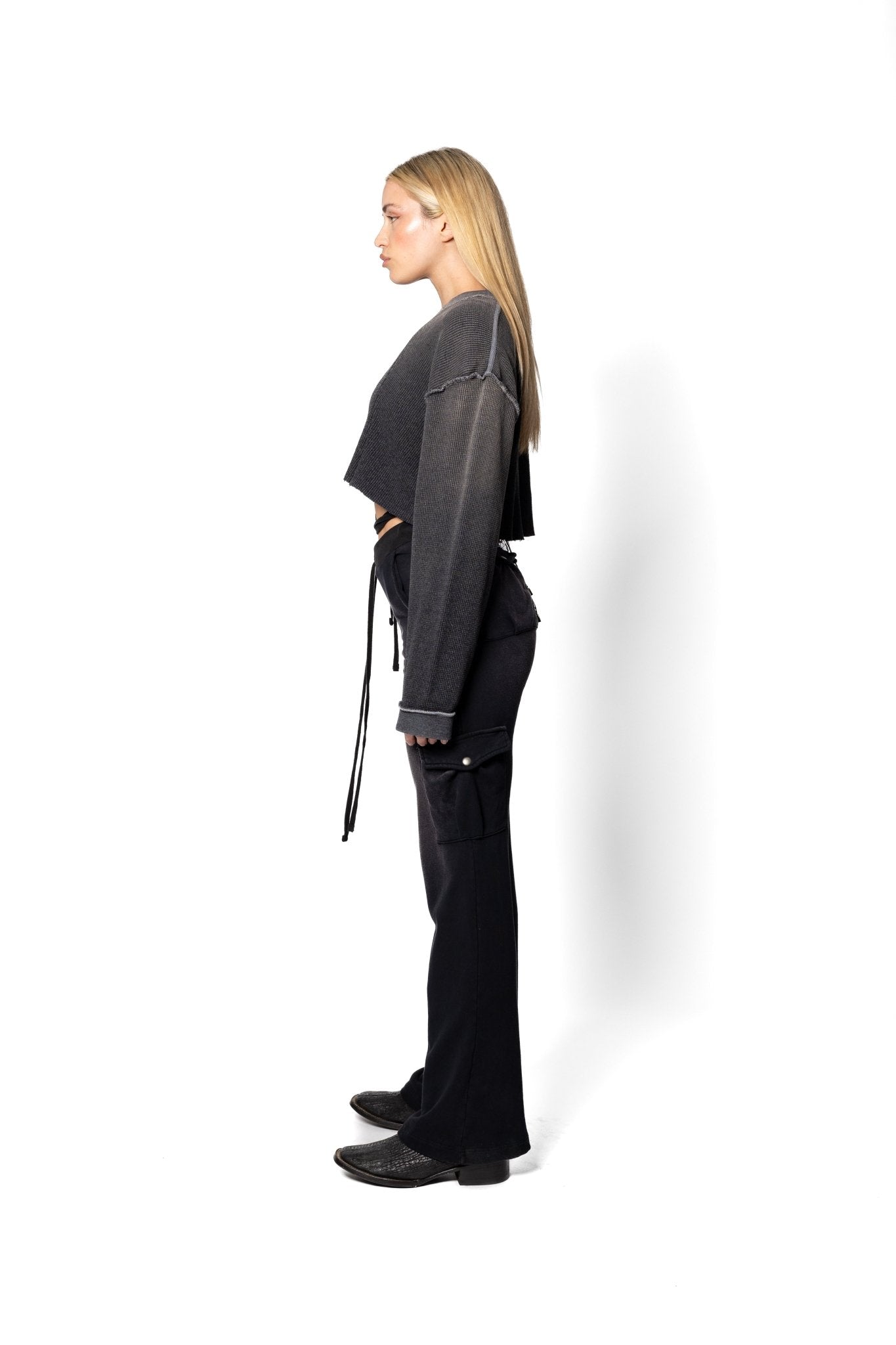 Joe Read Ash Cropped Thermal — sun-faded wash, made in LA