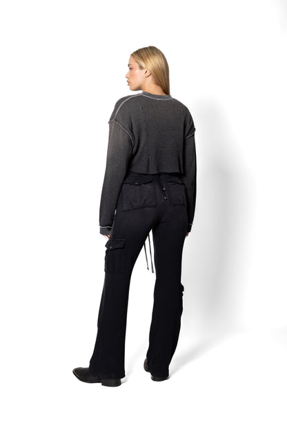 Joe Read Ash Cropped Thermal detail — hand-dyed cropped