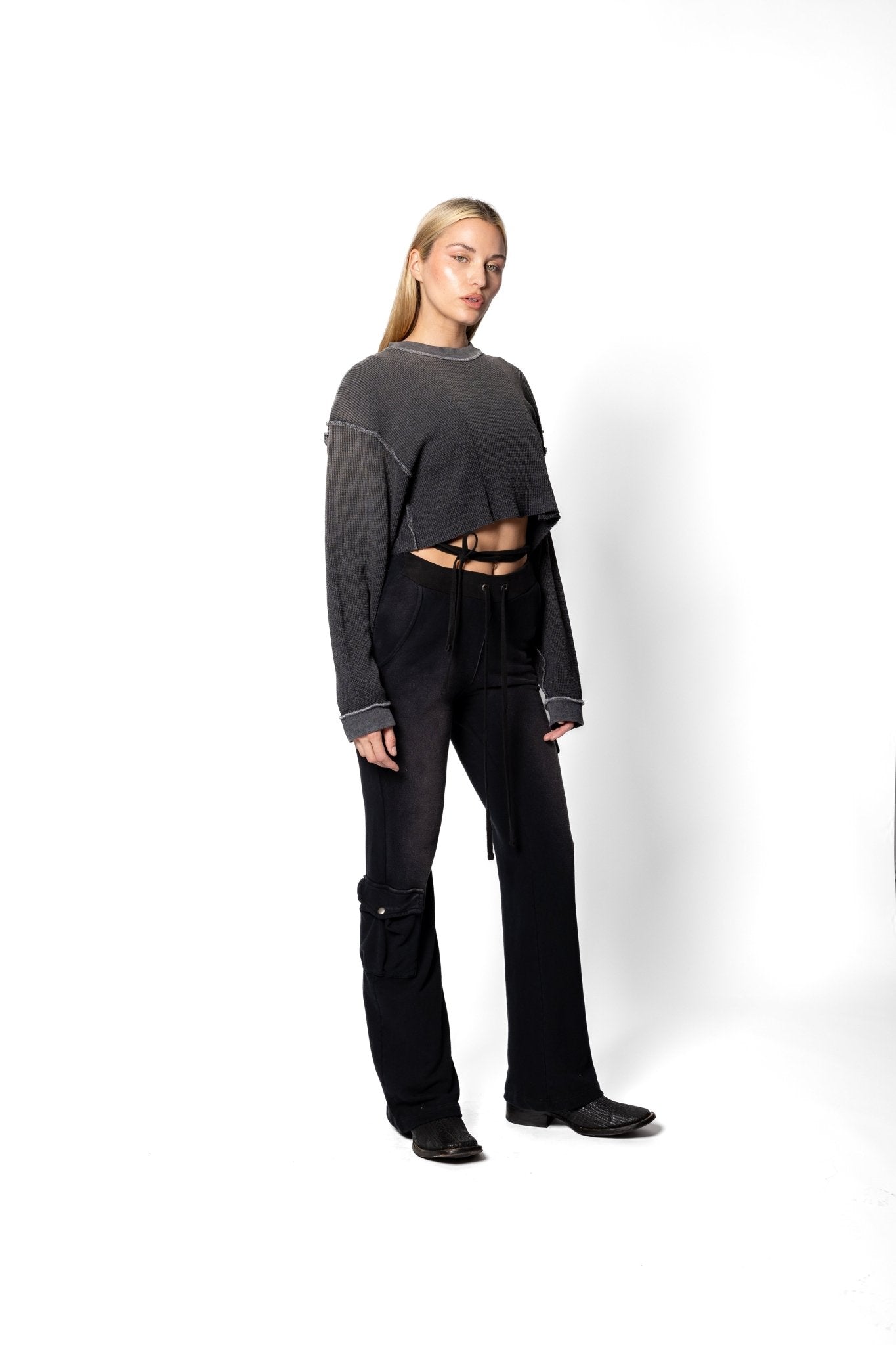 Joe Read Ash Cropped Thermal — Angels Never Die hand-dyed