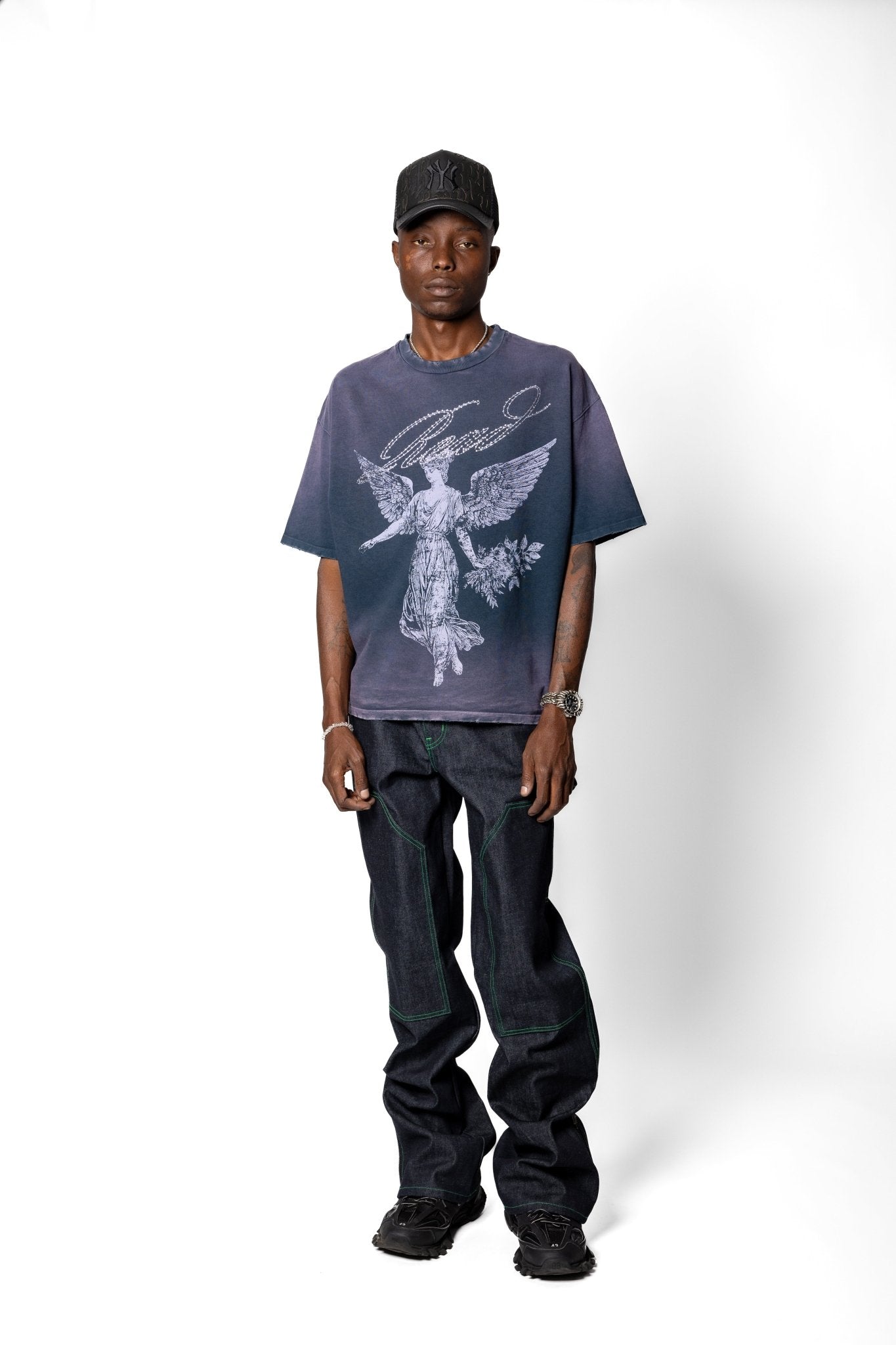 Joe Read Camelia Tee — hand-applied rhinestones, hand-dyed streetwear