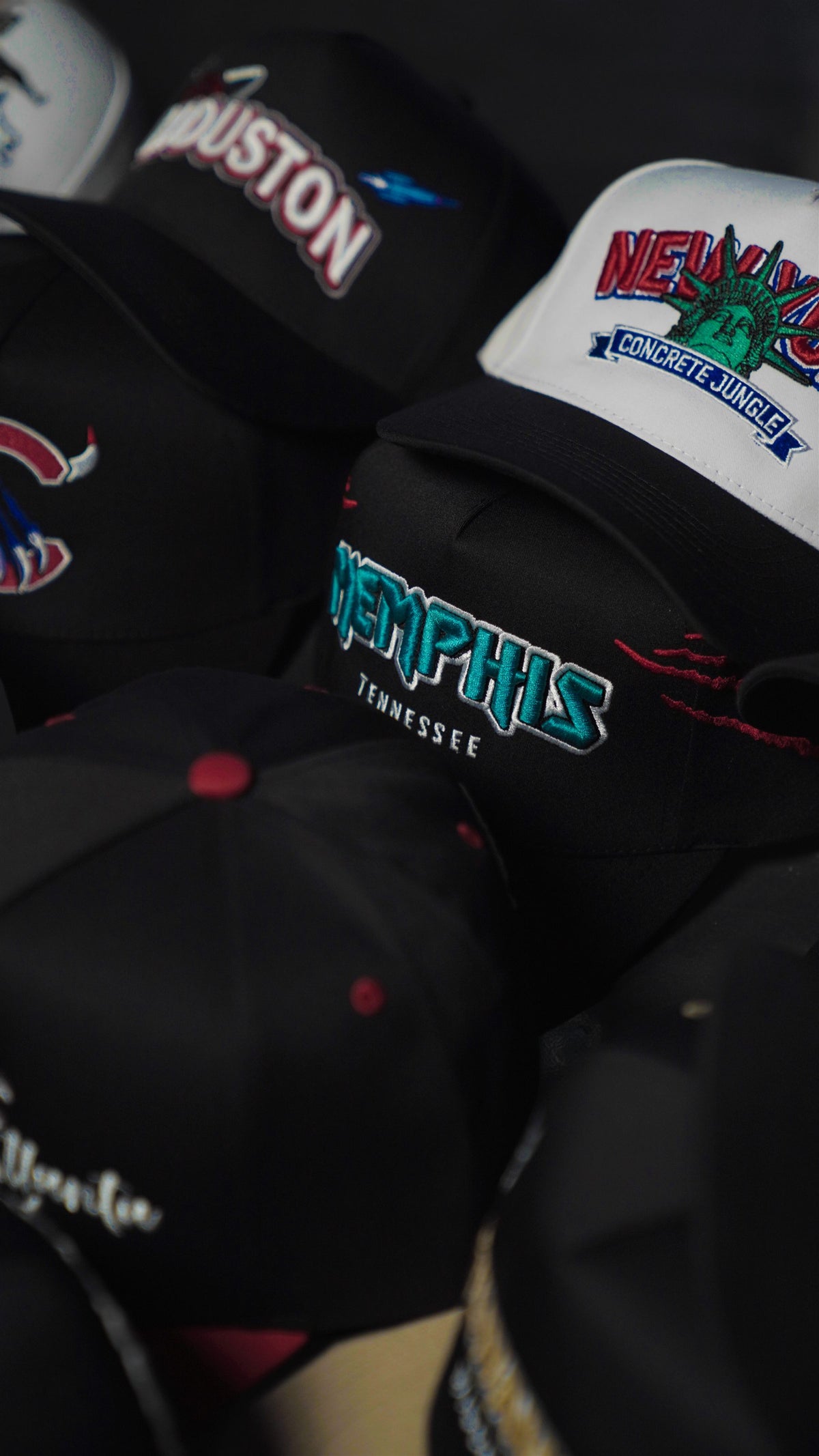 MADHOURS rear embroidery on stacked snapbacks